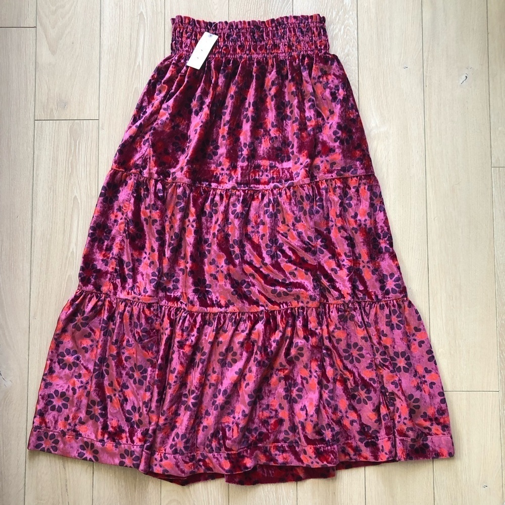 NWT Anthropologie The Somerset Maxi Skirt Nina Pace Velvet Edition Size XXS